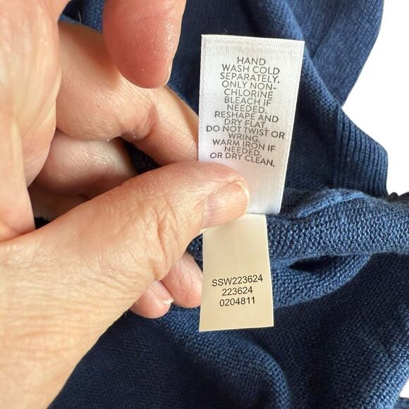 J. Jill Linen Blend Tunic Sweater Dress Blue S/S 2XL Coastal Quiet Luxury Preppy - Picture 11 of 11